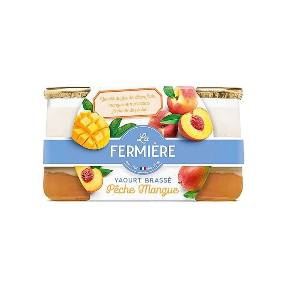 Yaourt Bicouche Peche Mangue Pot Verre 160g X 6