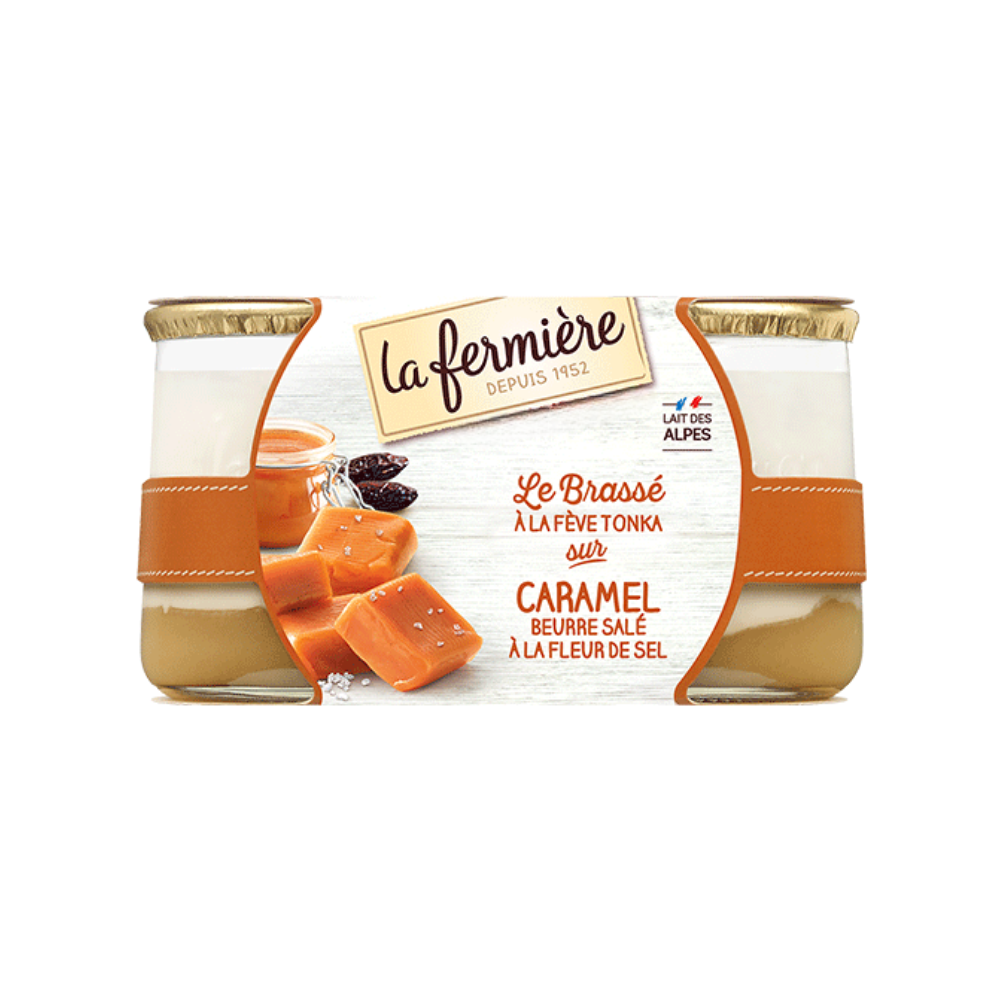 Yaourt Bicouche Caramel Beurre Sale Pot Verre 160g X 6