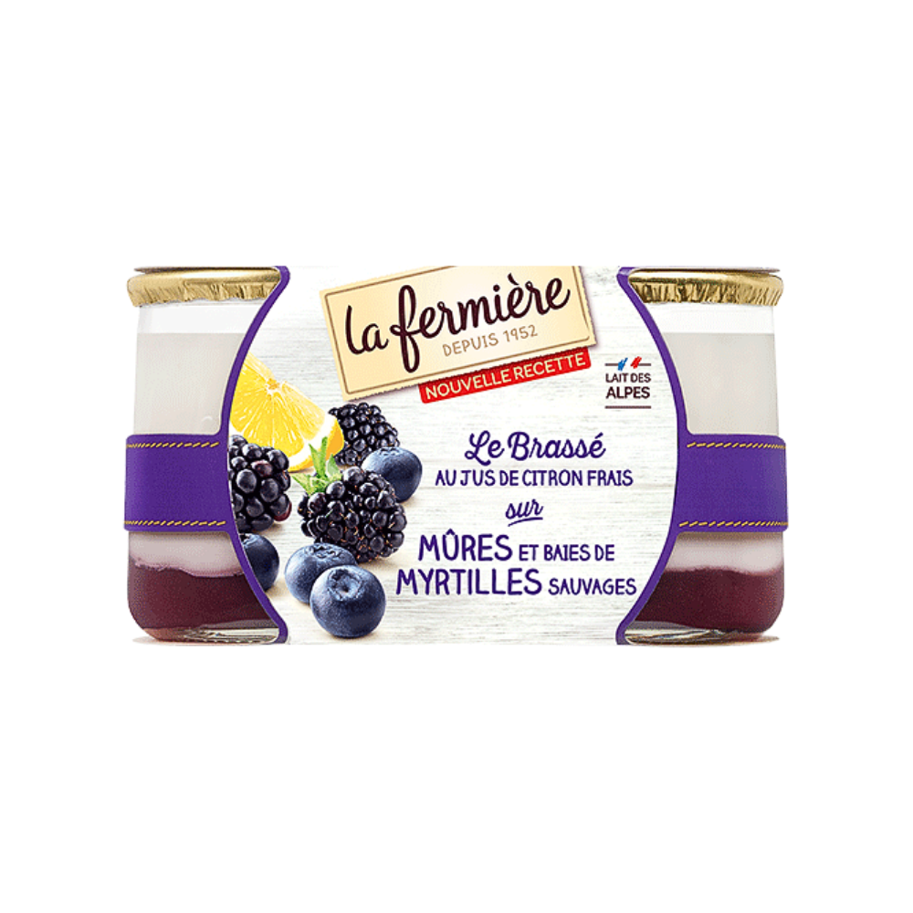 Yaourt Bicouche Mure Myrtille Pot Verre 160g X 6