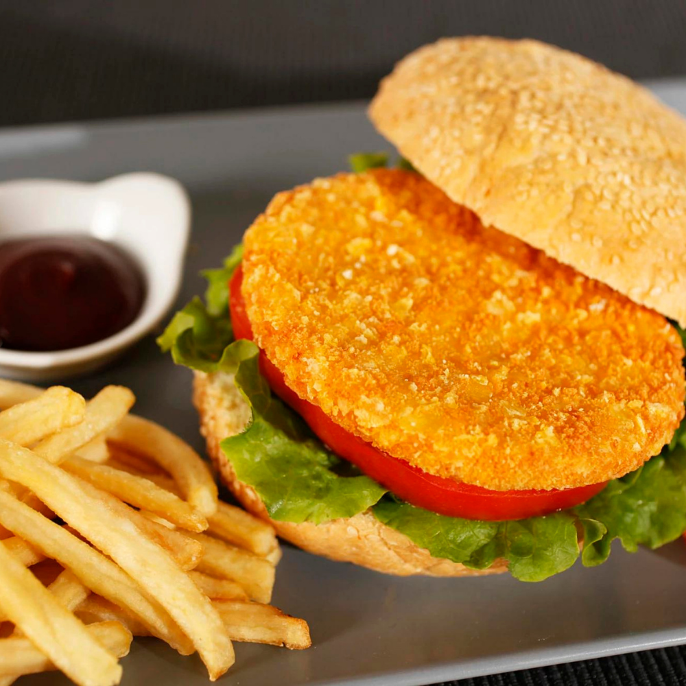 Burger Poulet Pane Rond Cornflakes Halal 100g Sachet 1kg