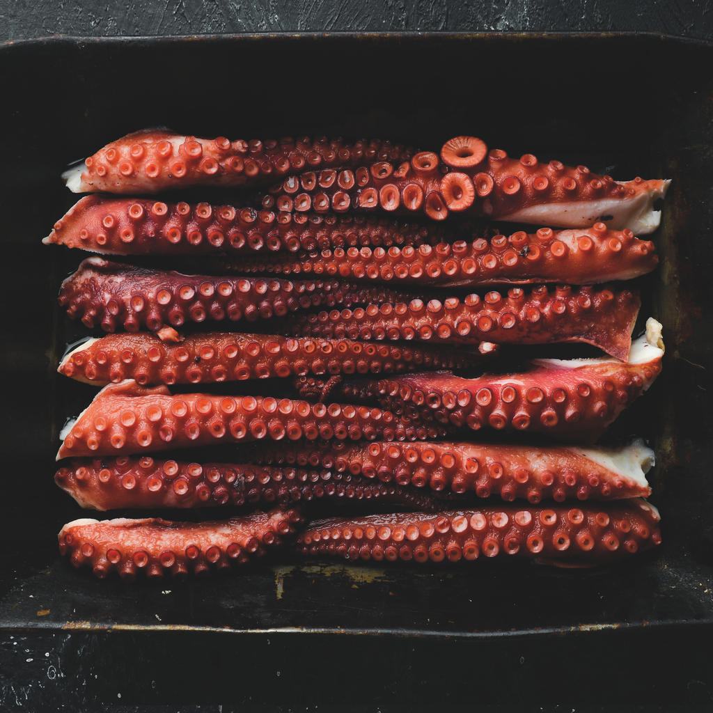 Tentacules De Poulpe Cuits Maroc 100/150g Boite +/- 2kg