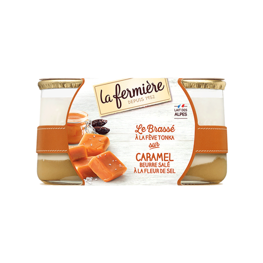 [061642] Yaourt Bicouche Caramel Beurre Sale Pot Verre 160g X 6