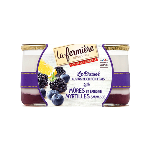 [061644] Yaourt Bicouche Mure Myrtille Pot Verre 160g X 6